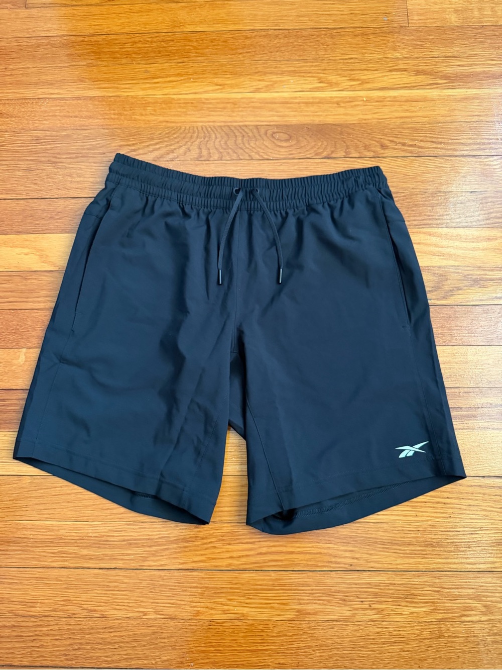 Reebok Black Athletic Drawcord Shorts with Logo